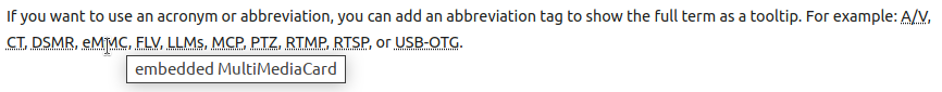 Styling of an abbreviation tooltip