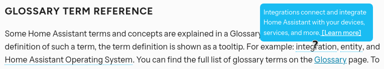 Styling of a glossary term tooltip